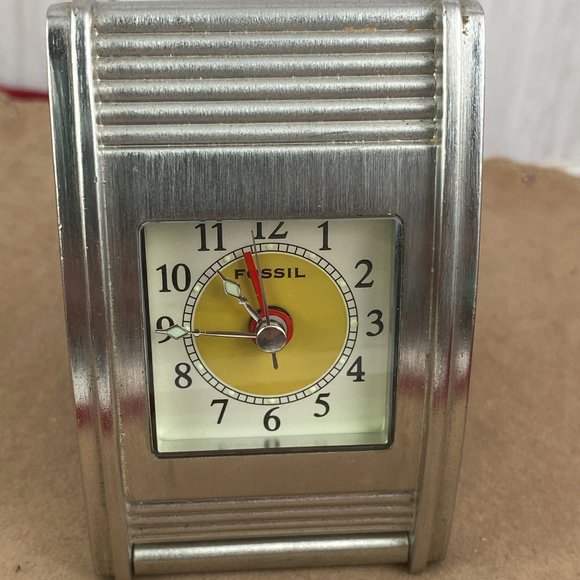 Fossil Silver ToneVintage Alarm Clock